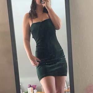 Dillards velvet dark green dress